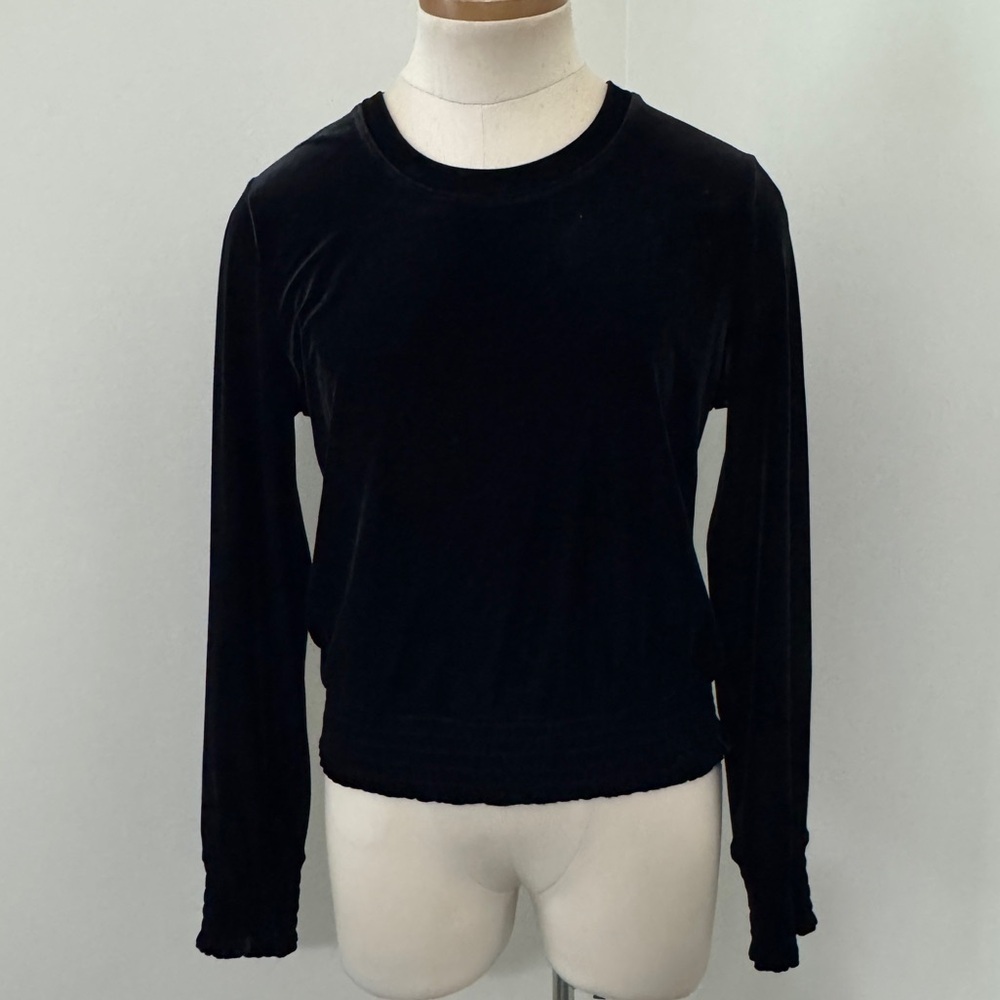 Commando Small Black Velvet Long Sleeve Smocked Top ~ Classic Capsule Party